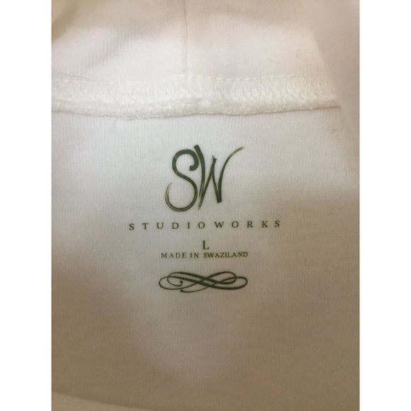 Studio Works Womens Long Sleeve Top Size Large White Turtleneck Pullover - Picture 6 of 10